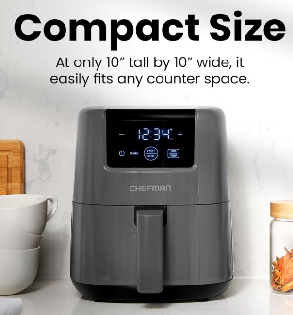 CHEFMAN 2 Qt Mini Air Fryer Digital Space-Saving Compact Air Fryer with Nonstick and Dishwasher Safe Basket3